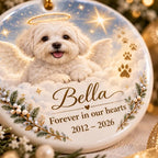 Personalized Pet Memorial Ornament, Dog Photo Ceramic Christmas Gift